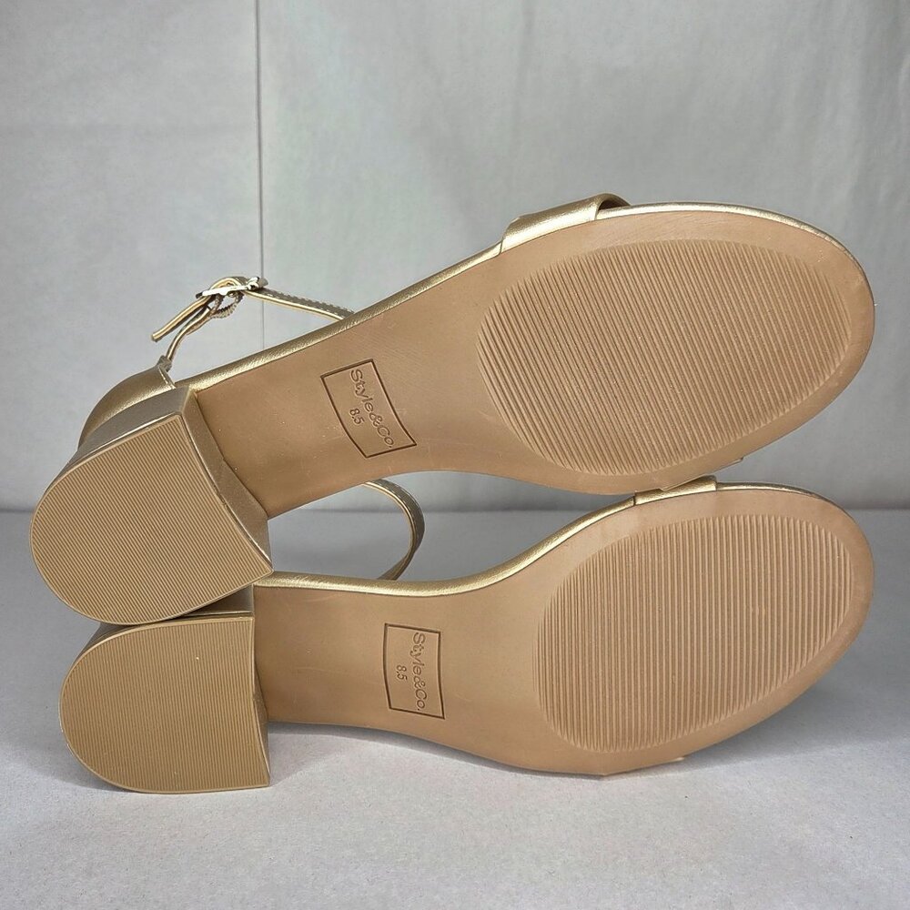 NWOT Style & Co Women's Janiee Ankle-Strap Platino Block-Heel Sandals - Picture 4 of 6